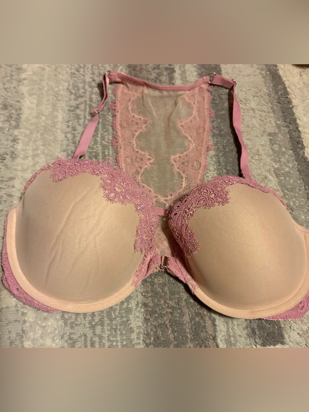 Victoria's Secret Blush Pink Lace Racerback Push-Up Bra